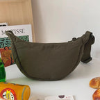 Half-Moon Shoulder Bag Faux Leather Adjustable Strap