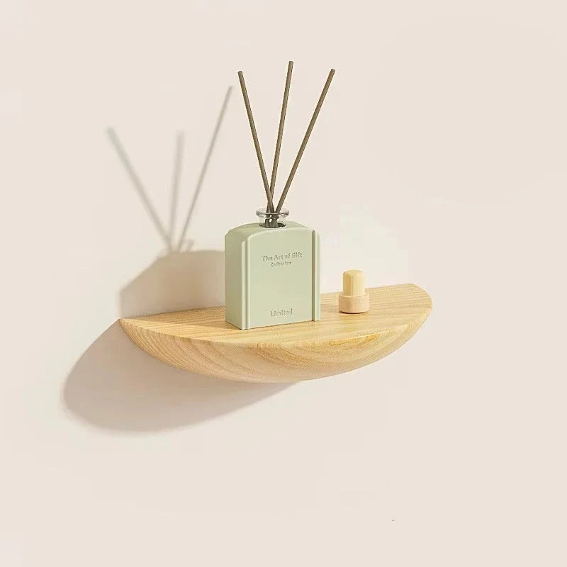 Half-Round Floating Wall Shelf Natural Wood