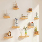 Half-Round Floating Wall Shelf Natural Wood