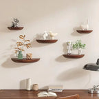 Half-Round Floating Wall Shelf Natural Wood