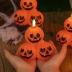 Halloween Candle Pumpkin-Shaped Flame-Free Warm White LED