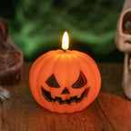 Halloween Candle Pumpkin-Shaped Flame-Free Warm White LED