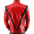 Halloween Costume Jacket Red Leather-Look Hooded Zip-Up
