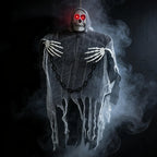 Halloween Decoration Hooded Skeleton Red LED Eyes