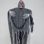 Halloween Decoration Hooded Skeleton Red LED Eyes