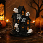 Halloween Decoration House Illuminated Windows & Ghost Accents Weather-Resistant