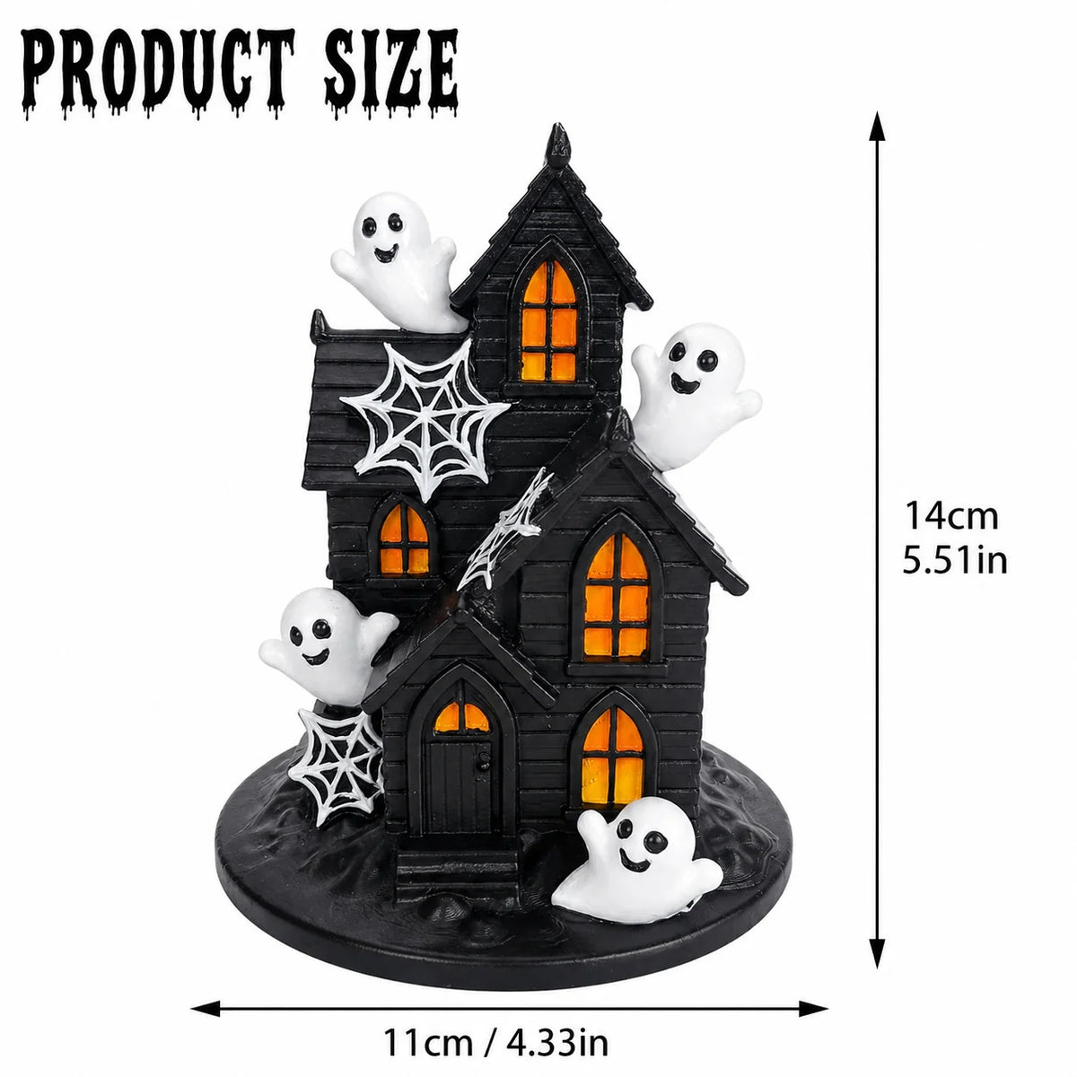 Halloween Decoration House Illuminated Windows & Ghost Accents Weather-Resistant