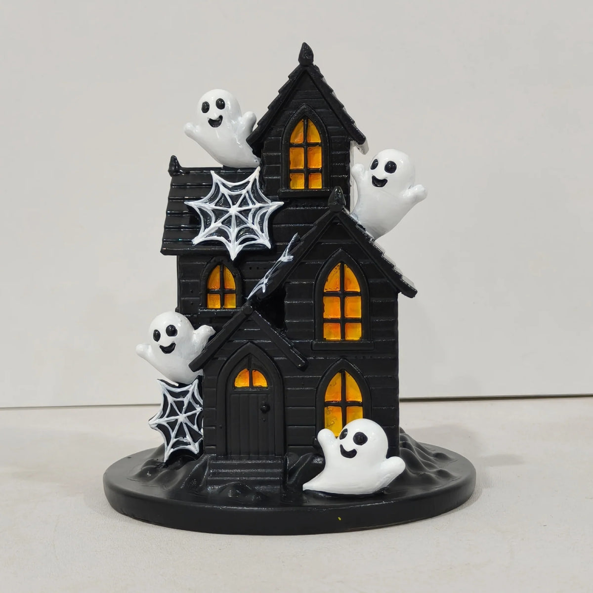 Halloween Decoration House Illuminated Windows & Ghost Accents Weather-Resistant