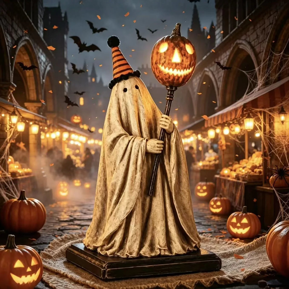 Halloween Figure Handcrafted Ghost Glowing Pumpkin Indoor & Outdoor