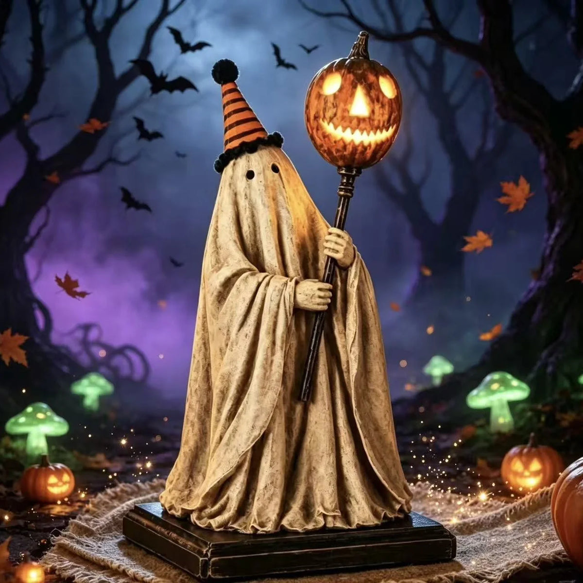 Halloween Figure Handcrafted Ghost Glowing Pumpkin Indoor & Outdoor