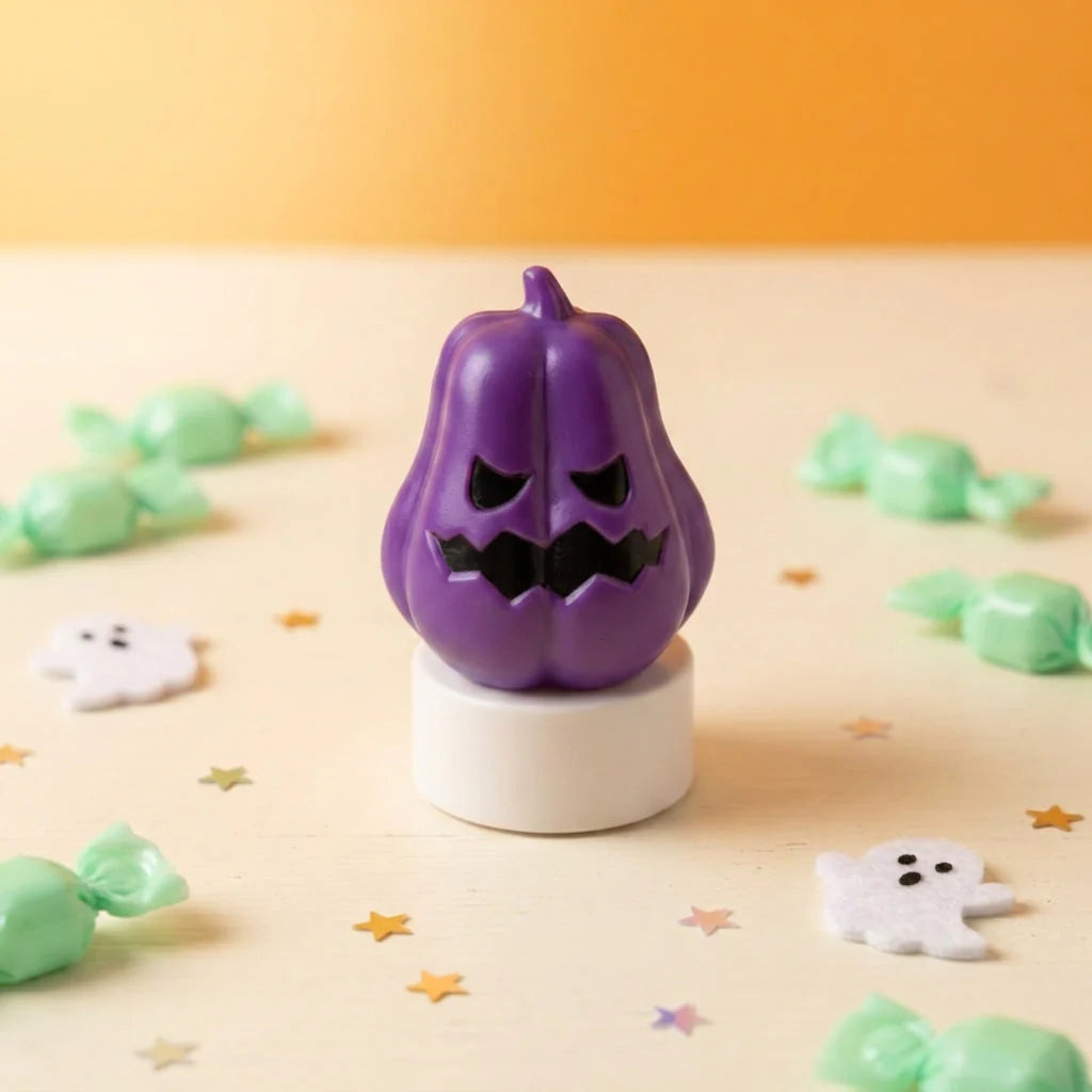 Halloween Figurine Grim Pumpkin Non-Toxic Plastic Stable Base