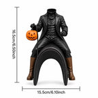 Halloween Figurine Sitting Man With Pumpkin Weatherproof Polyresin