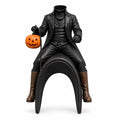 Halloween Figurine Sitting Man With Pumpkin Weatherproof Polyresin