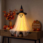 Halloween Ghost Decoration Battery Powered Sparkly Tulle 23 Inch