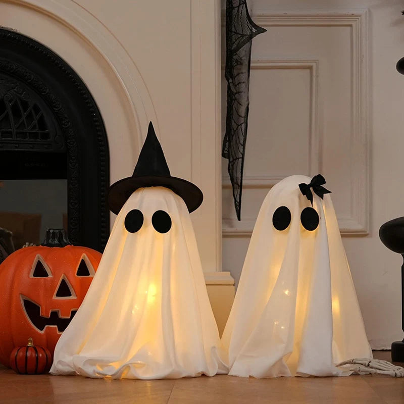 Halloween Ghost Decoration Fabric With Hat & Bow