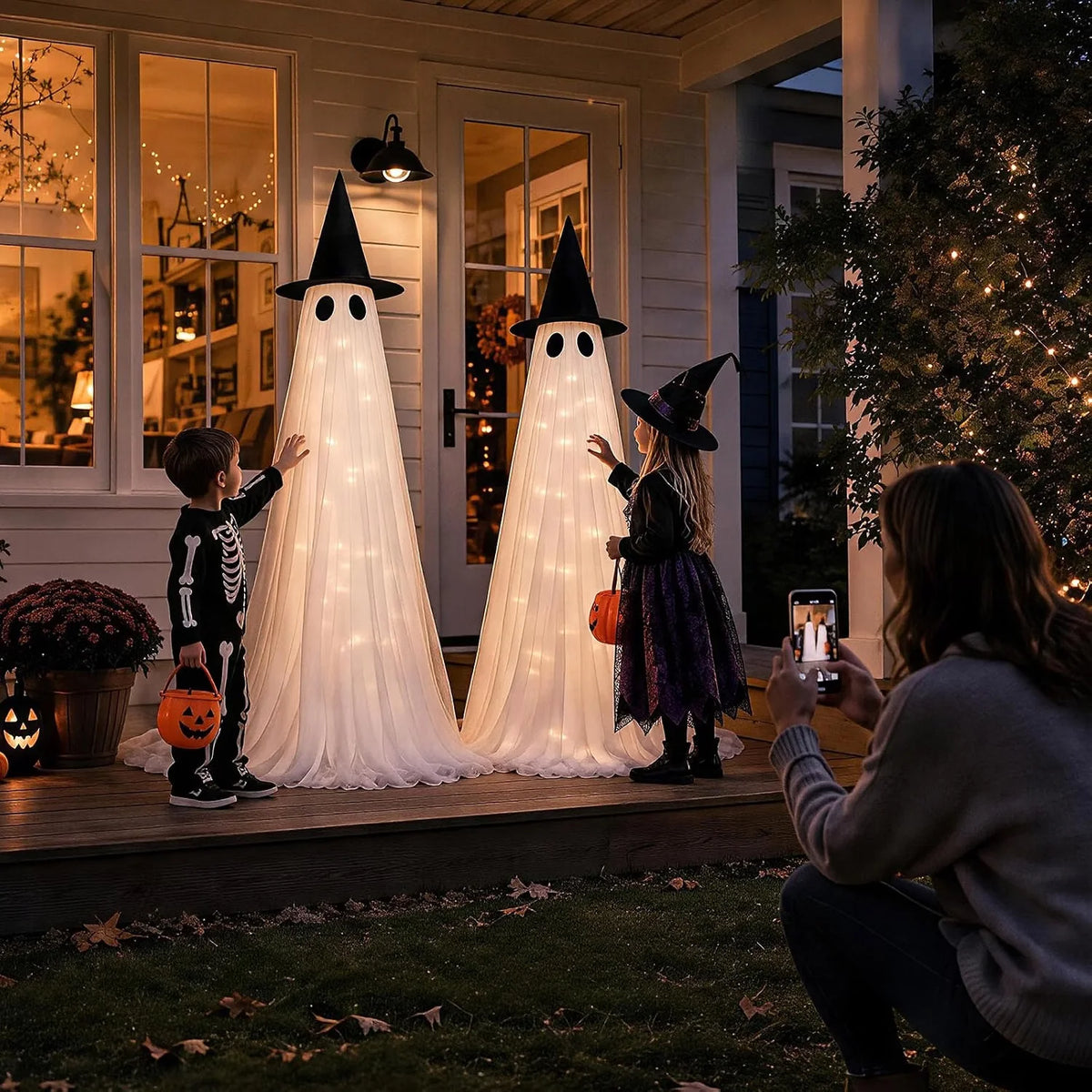 Halloween Ghost Decoration Warm White LED & Weighted Base