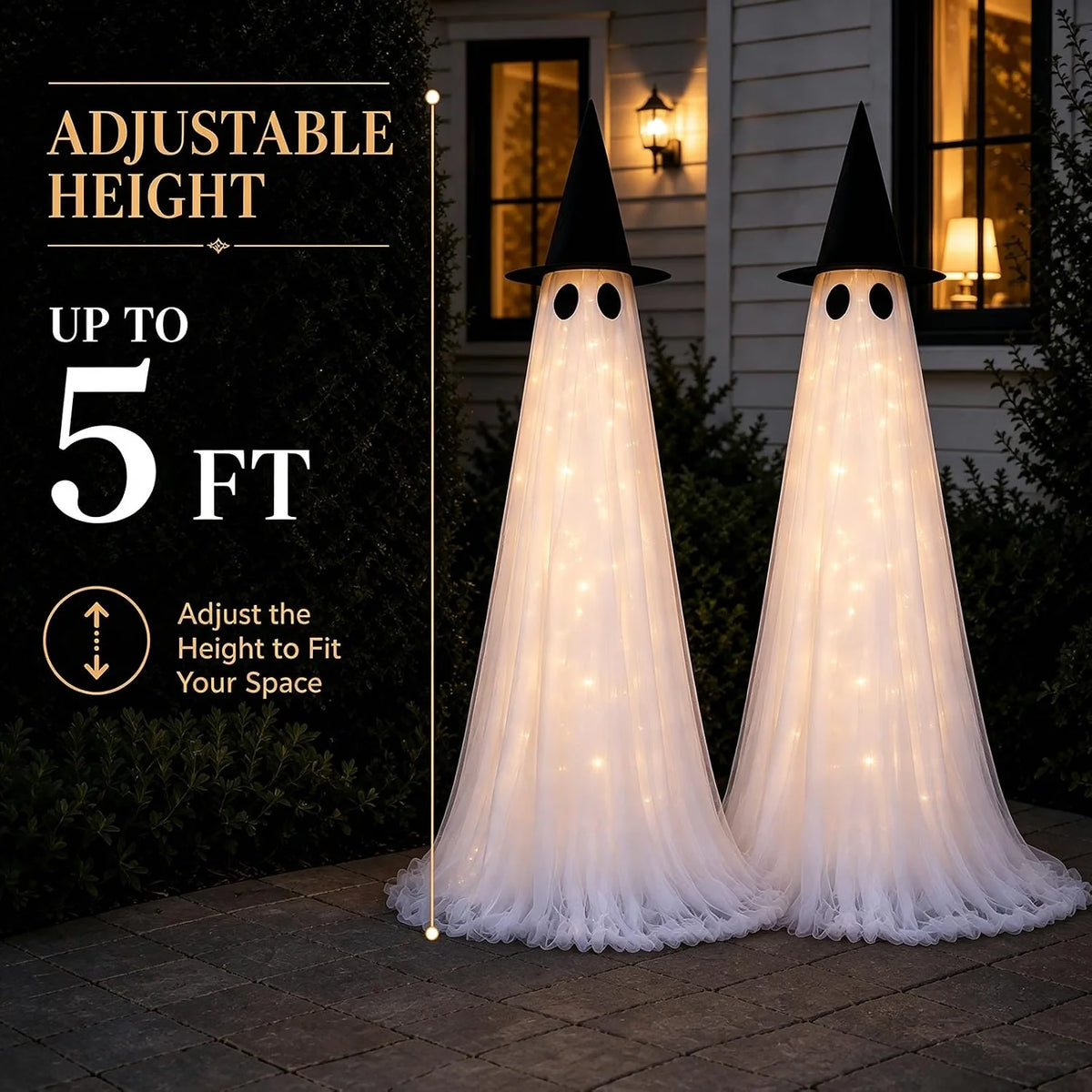 Halloween Ghost Decoration Warm White LED & Weighted Base