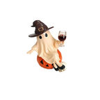 Halloween Ghost Figurine Polyresin Sitting On Pumpkin Indoor & Outdoor