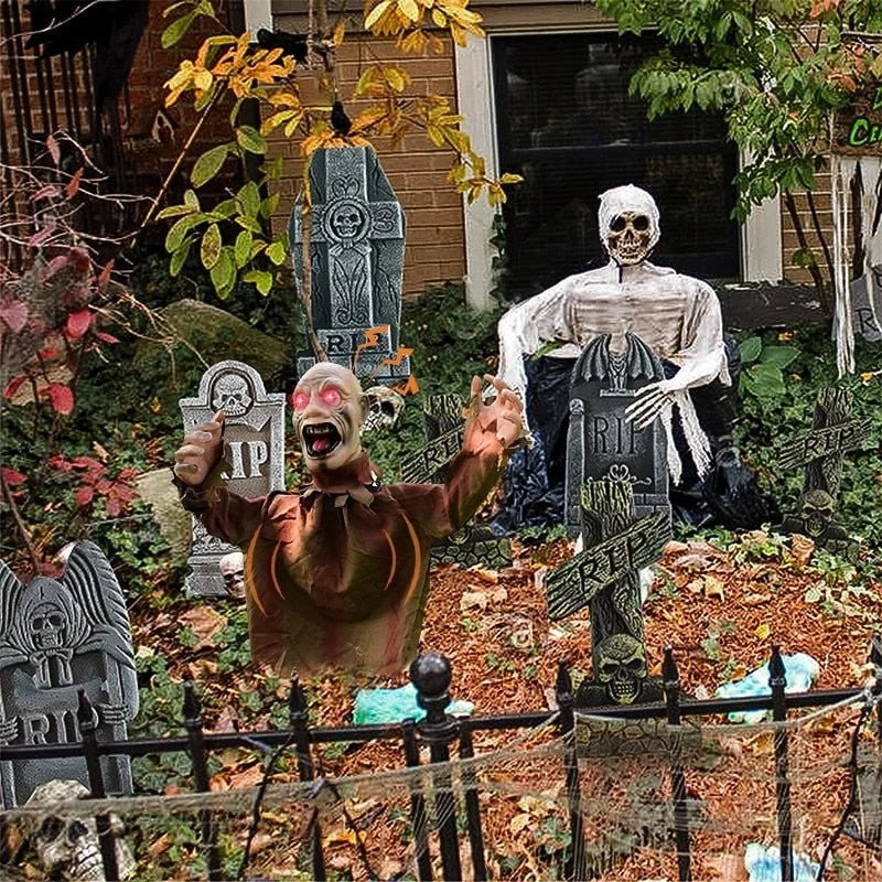 Halloween Ghost Sound-Activated Swaying Red Eyes & Audio