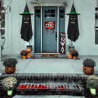 Halloween Hanging Decoration Glowing Green Faces Weatherproof 39 Inch