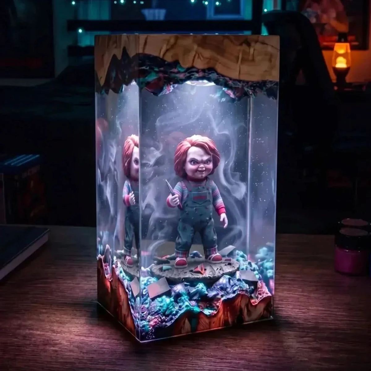 Halloween Lamp Handcrafted Resin Character Figurine Warm LED