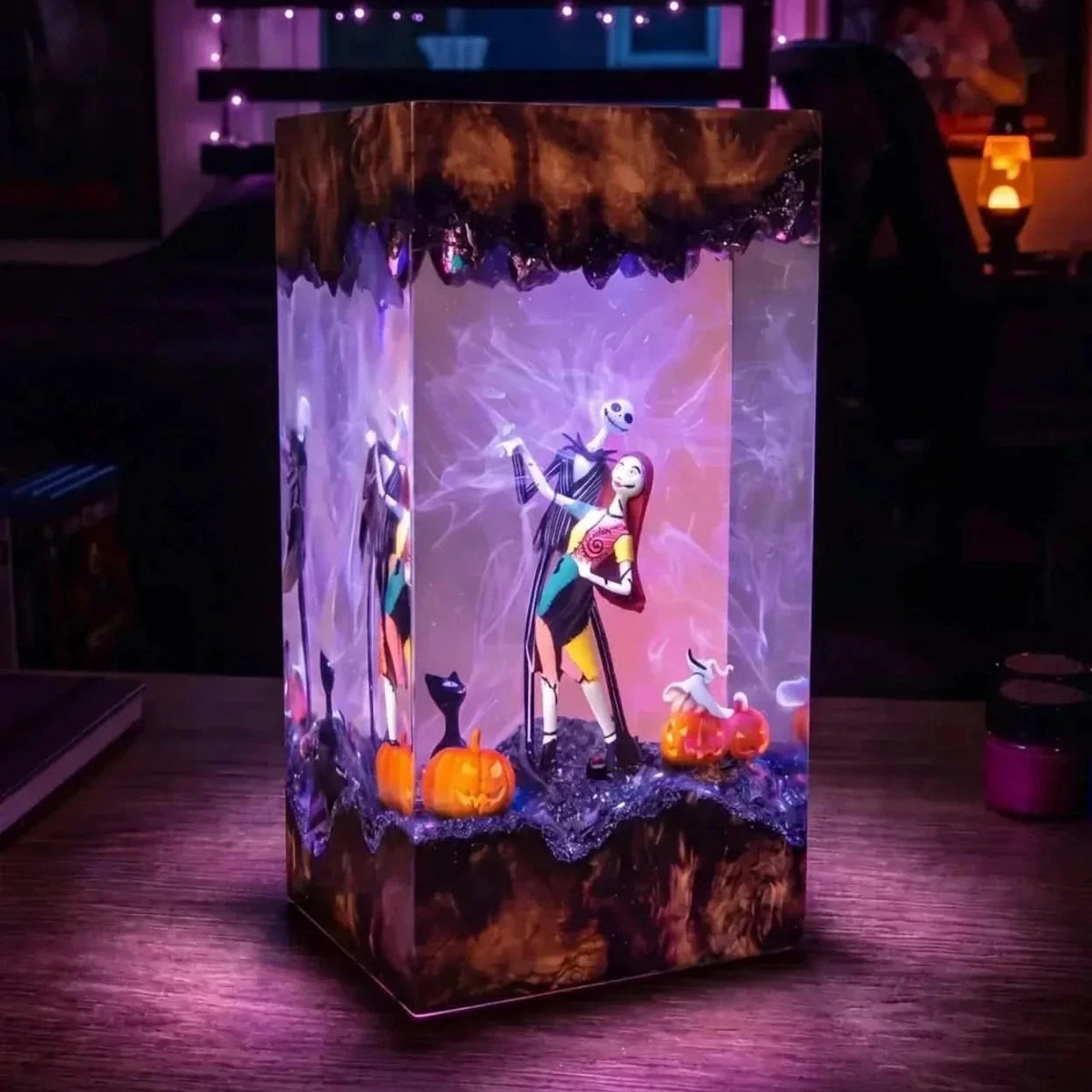 Halloween Lamp Handcrafted Resin Character Figurine Warm LED