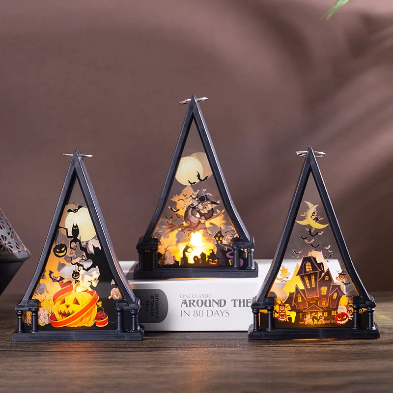 Halloween Lamp Warm LED Spooky Castle & Bats