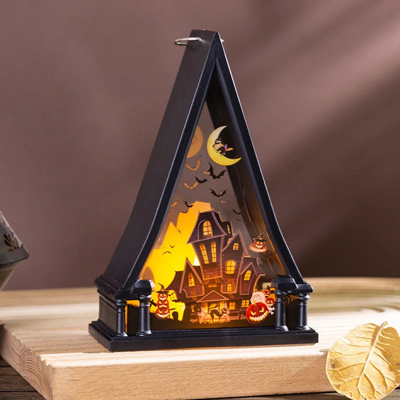 Halloween Lamp Warm LED Spooky Castle & Bats