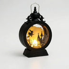 Halloween Lantern Battery-Powered LED Gothic Silhouette Cutouts