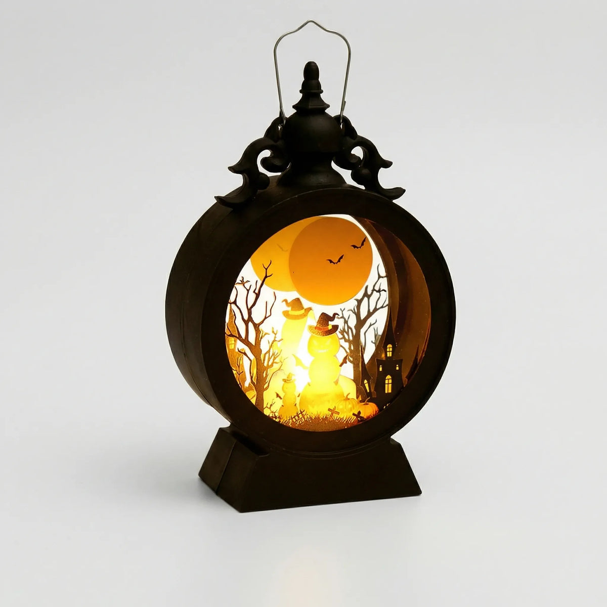 Halloween Lantern Battery-Powered LED Gothic Silhouette Cutouts