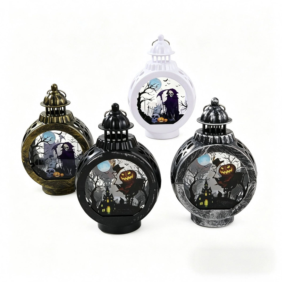 Halloween Lantern Ghost & Pumpkin Cutouts LED Indoor Outdoor