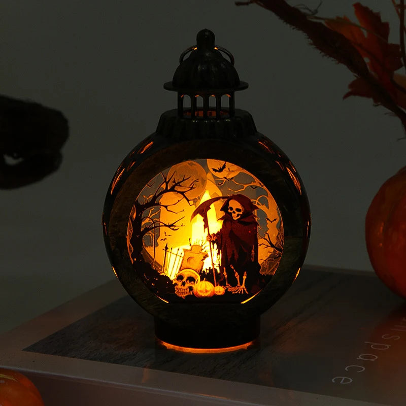 Halloween Lantern Ghost & Pumpkin Cutouts LED Indoor Outdoor