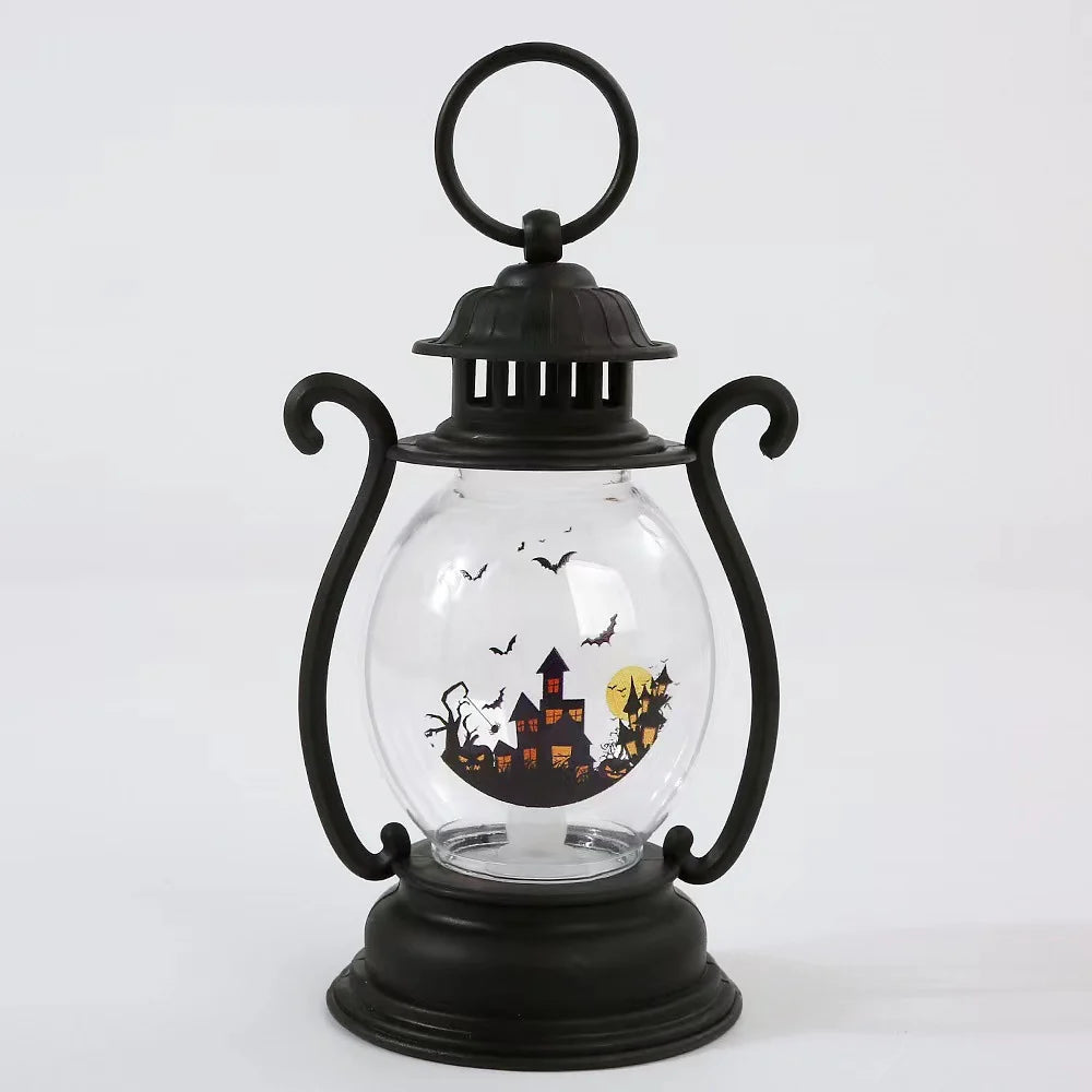 Halloween Lantern Haunted Castle Metal & Glass
