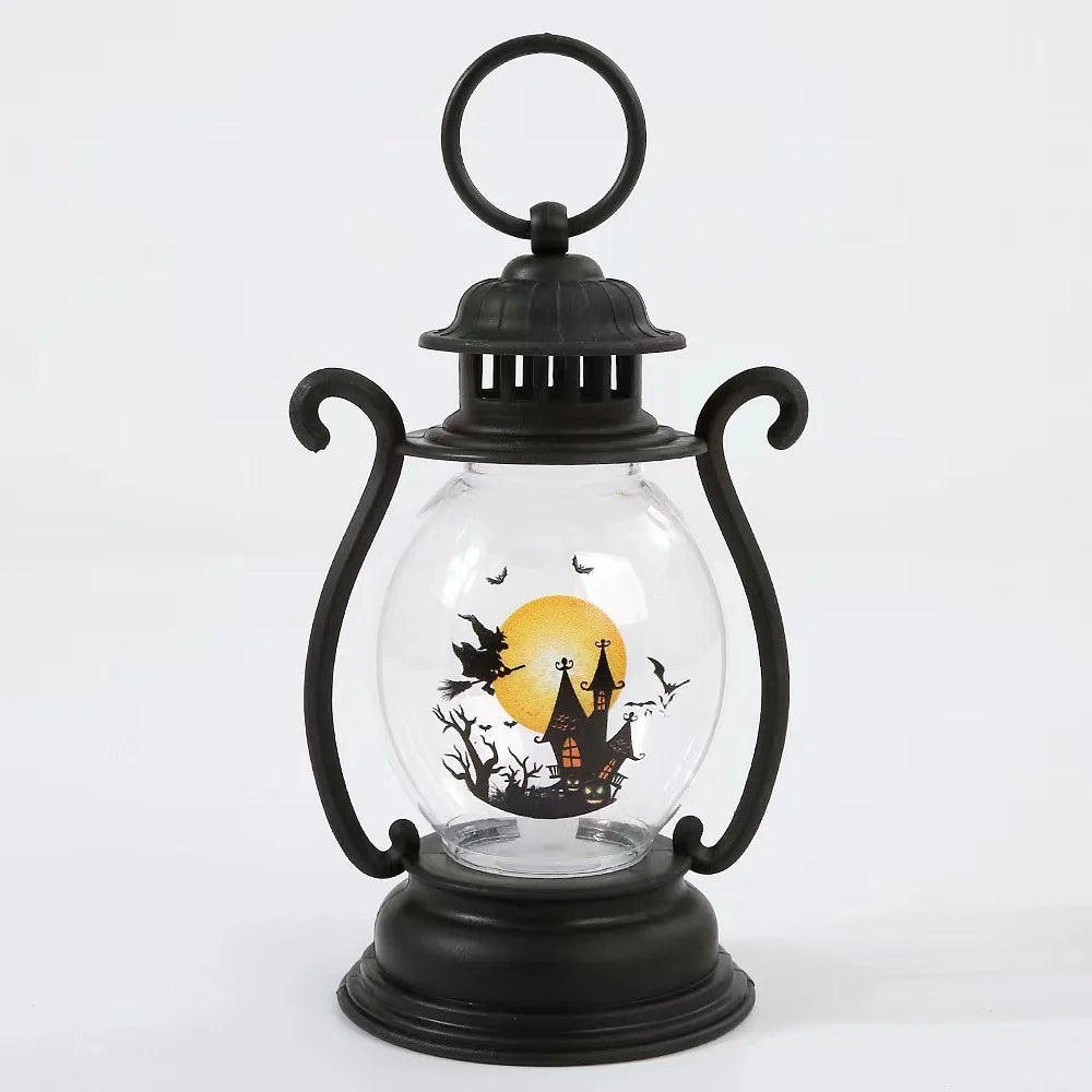 Halloween Lantern Haunted Castle Metal & Glass