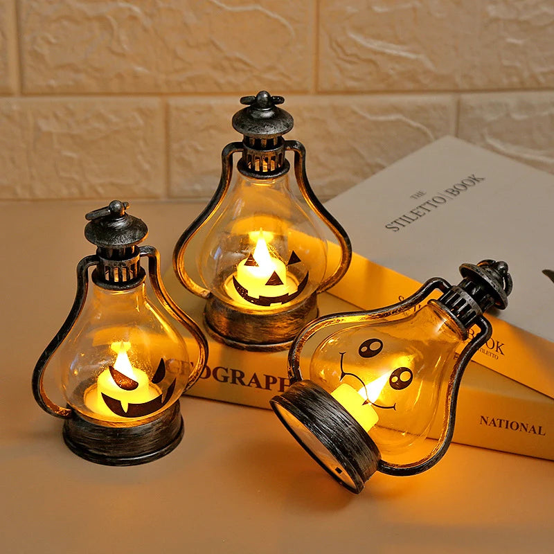 Halloween Lantern Jack-O'-Lantern Glass & Metal
