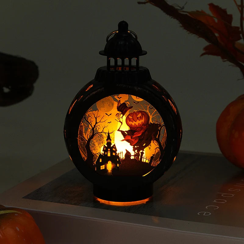 Halloween Lantern LED Spooky Silhouette Indoor Outdoor