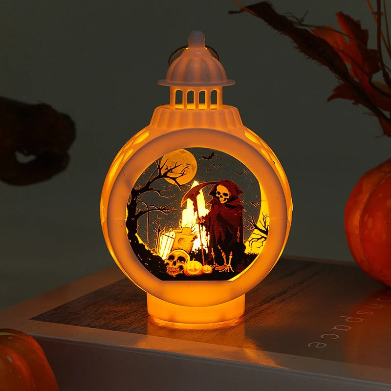 Halloween Lantern LED Spooky Silhouette Indoor Outdoor