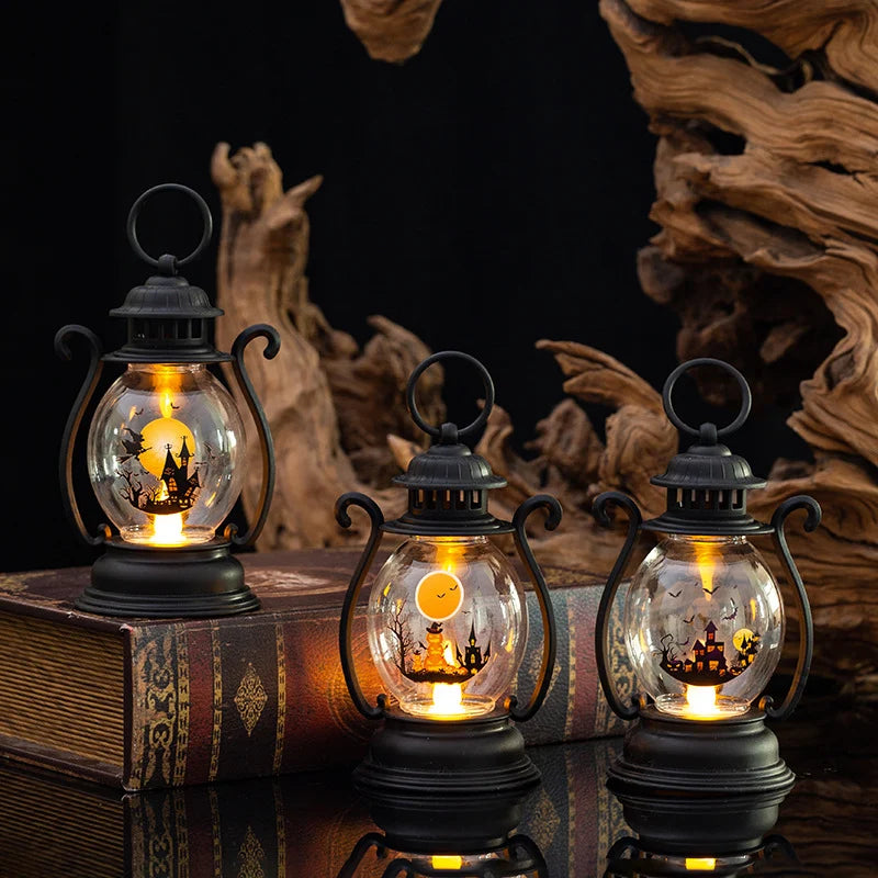 Halloween Lantern Metal & Glass Indoor Outdoor