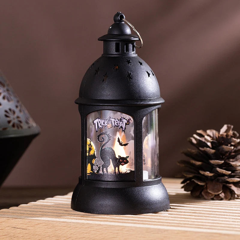 Halloween Lantern Metal & Glass Warm White LED