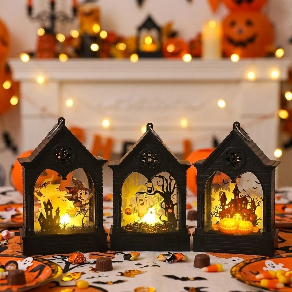 Halloween Lantern Pumpkin Cutout LED Hanging