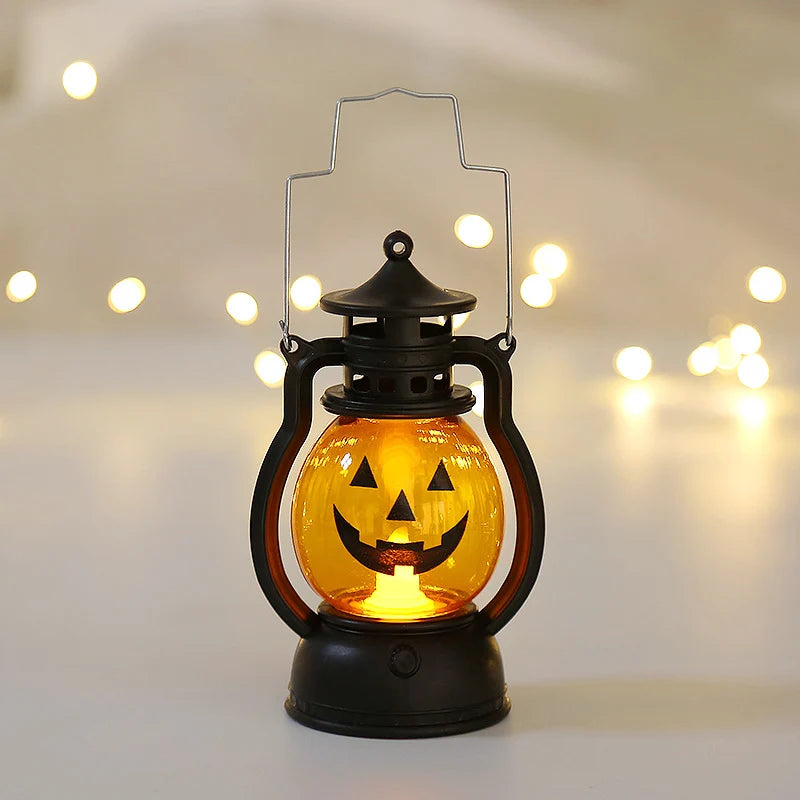 Halloween Lantern Pumpkin Design Soft Glow Durable Plastic