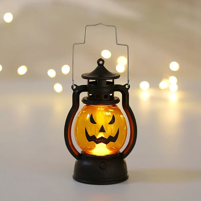 Halloween Lantern Pumpkin Design Soft Glow Durable Plastic