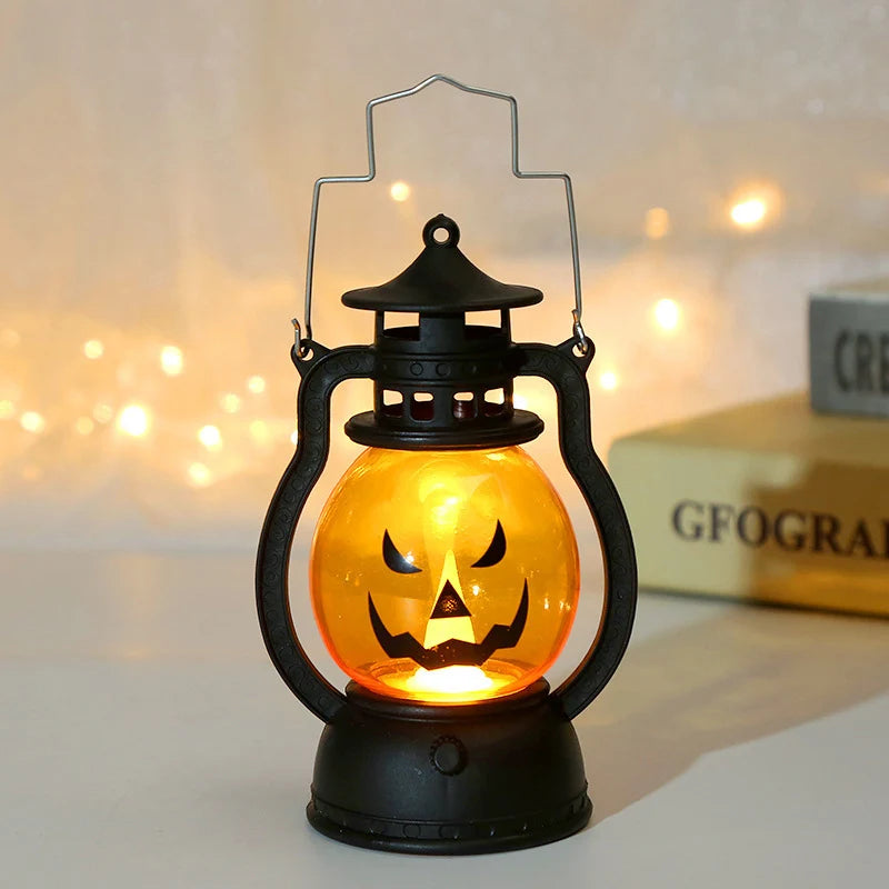 Halloween Lantern Pumpkin Motif LED Sturdy Metal