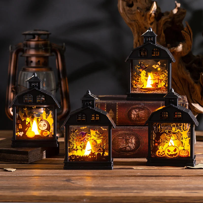 Halloween Lantern Spooky Cutout LED Light