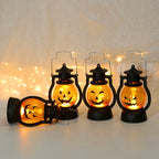 Halloween Lantern Spooky Pumpkin Metal Frame Warm LED