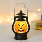 Halloween Lantern Spooky Pumpkin Metal Frame Warm LED