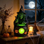 Halloween Lantern Witch Figurine Weather-Resistant Indoor & Outdoor