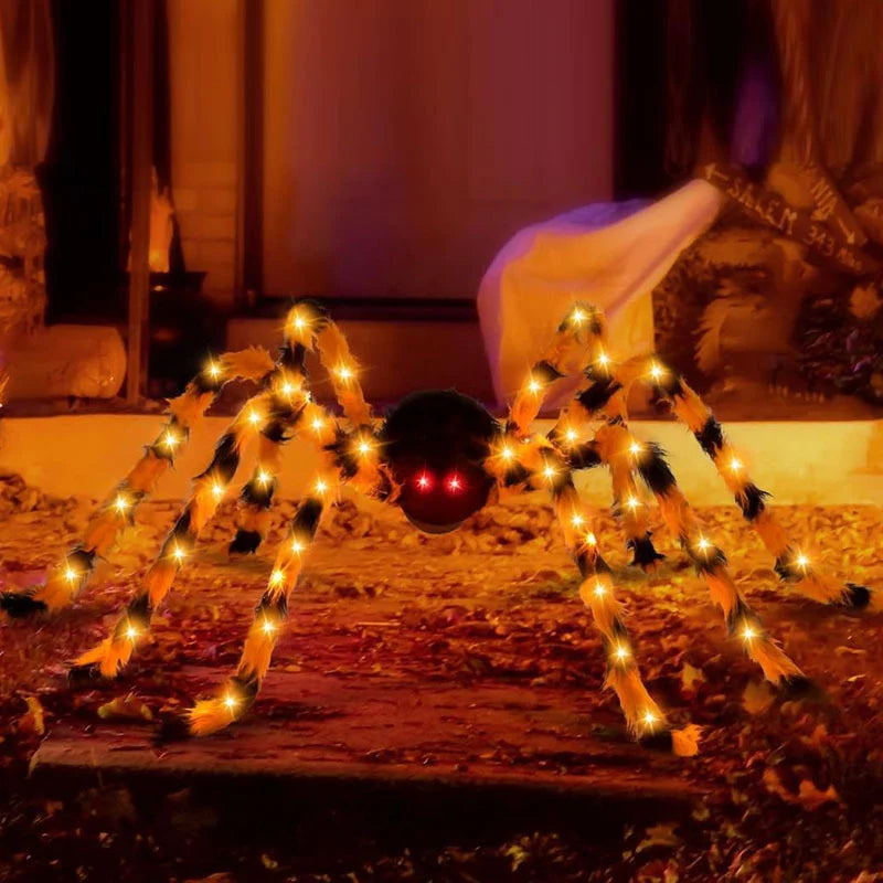 Halloween Spider Decoration Life-Size Red Eyes 100+ LED Lights
