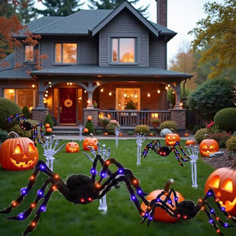 Halloween Spider Life-Size Over 100 LED Lights Weatherproof