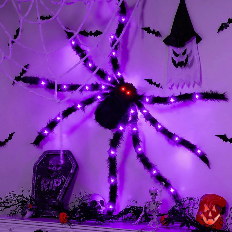 Halloween Spider Life-Size Over 100 LED Lights Weatherproof